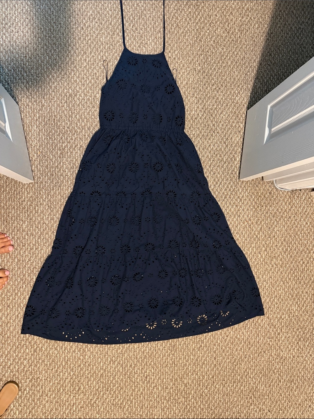 Time and Tru Navy Eyelet Halter Maxi Dress for Girls